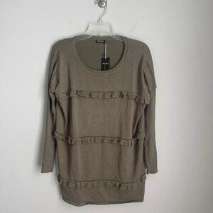 Solutions Nordstrom Green Dolman Sleeve Ruffle Trim Sweater